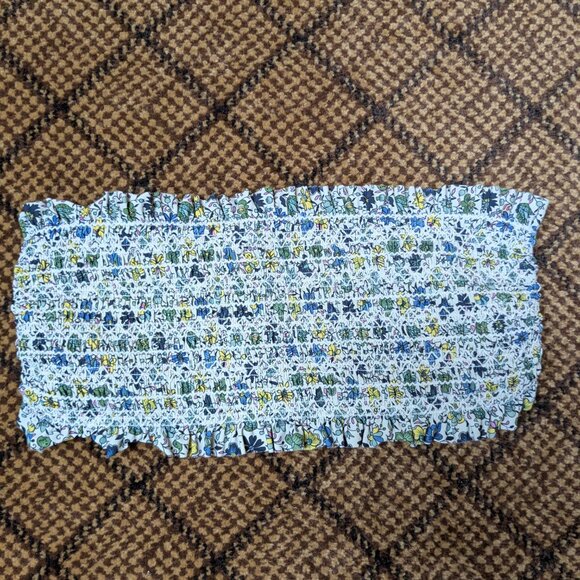 Tory Burch Love Floral Costa Bandeau Smocked Bikini Set Size M Strapless Ruched - Picture 5 of 12